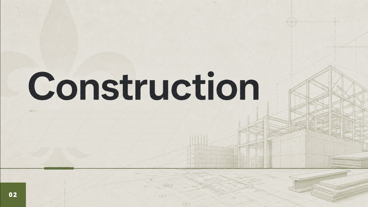 Construction planning and structural framing graphic